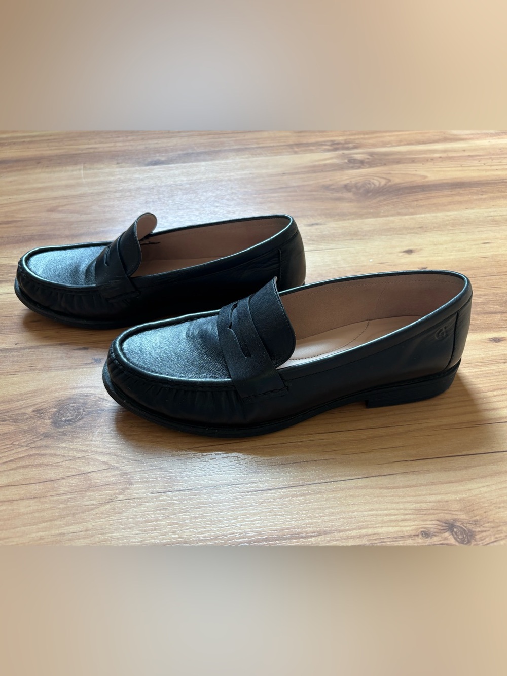 Cole Haan Black Leather Stassi Penny Loafers